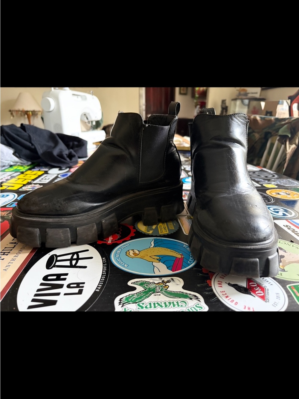 Women’s Black Chunky Chelsea Heeled Boots